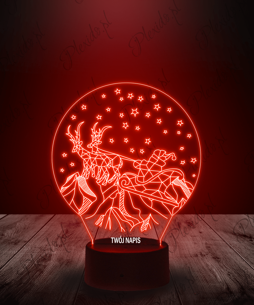 Lampka LED 3D Plexido Święty Mikołaj Renifery